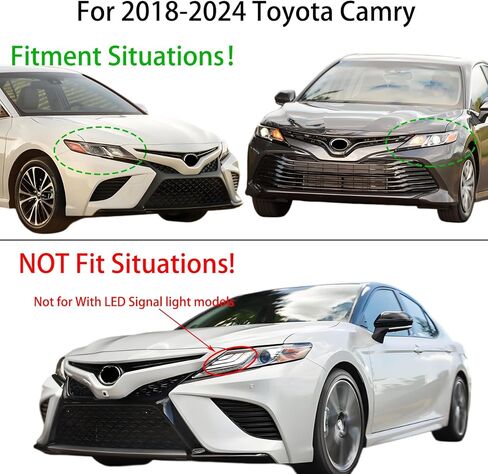 Right Passenger Side LED Headlight Assembly For 2018 2019 2020 2021 2022 2023 2024 Toyota Camry L LE SE Hybrid Sedan Replacement OE Style Projector Headlamps Black Housing Clear Lens TO2503277 RH in Saudi Arabia