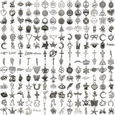 Mixed Charms Silver DIY Charms Pendants Wholesale Bulk Lots Jewelry Making Charms for DIY Crafting, Necklace Bracelet Jewelry Making Accessory in Saudi Arabia