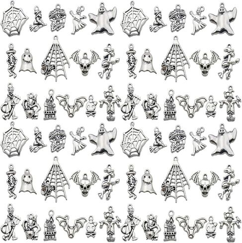 Youdiyla 32Pieces Bat Series Antique Silver Pendant Jewelry Making DIY Keychain Earrings Pendant Various Design Charms for Jewelry Making Bracelets Necklace (SN646) in Saudi Arabia