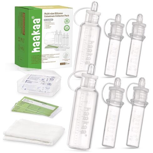 haakaa Colostrum Collector Set 20ml/2pk | Silicone Colostrum Syringes for Baby Breast Milk Catcher | Ready-to-Use Pack | Collect Store & Feed Colostrum | Breastfeeding Essential for Newborn Babies in Saudi Arabia