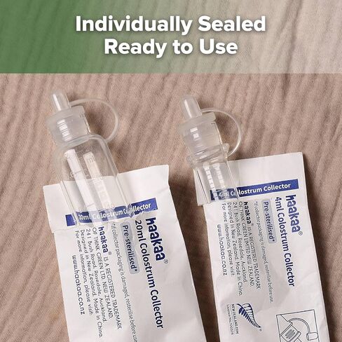 haakaa Colostrum Collector Set 20ml/2pk | Silicone Colostrum Syringes for Baby Breast Milk Catcher | Ready-to-Use Pack | Collect Store & Feed Colostrum | Breastfeeding Essential for Newborn Babies in Saudi Arabia