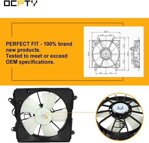 مروحة مشعاع OCPTY مناسبة لـ 2006-2011 لسيارة Honda Civic، استبدل 600980، 674-50117، 620253، 600970، HO3117100، HO3117100Q، FA70285، HO3110115 مروحة تبريد in Saudi Arabia