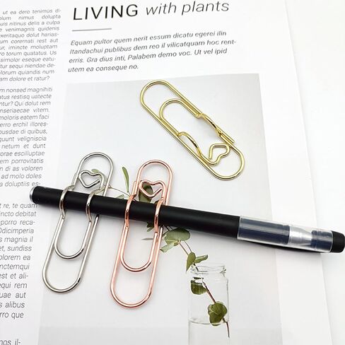 6Pcs Heart-Shaped Metal Pen Clip Set - Multi-Functional Stationery Accessory for Notebooks, Journals, and Office Use in Saudi Arabia