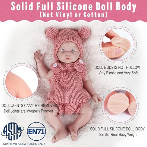 Vollence 17 inch Lifelike Reborn Silicone Baby Dolls Eyes Open Real Realistic Newborn Baby Dolls with Gift Box - Girl in Saudi Arabia