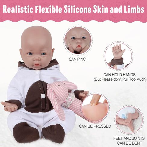 Vollence 17 inch Lifelike Reborn Silicone Baby Dolls Eyes Open Real Realistic Newborn Baby Dolls with Gift Box - Girl in Saudi Arabia