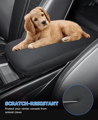 INTGET غطاء وحدة التحكم المركزية 2026 لملحقات Kia K5 2021-2025 2022 2023 2024 جلد لـ K5 GT-Line مسند ذراع السيارة مسند الذراع غطاء صندوق وسادة حماية لمقعد الكلب (وسادة سوداء، 2021+) in Saudi Arabia