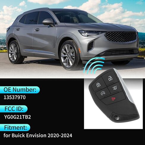 X AUTOHAUX YG0G21TB2 433 MHz استبدال دخول بدون مفتاح عن بعد مفتاح ذكي فوب لBuick Envision 2020 2021 2022 2023 2024 No.13537970 5 أزرار in Saudi Arabia