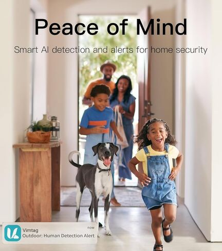 VIMTAG Indoor 2.5K/4MP HD WiFi Camera for Home Security/Pet/Dog/Cat/Baby with Phone App, AI Human/Sound/Motion Detection, Night Vision, 2-Way Audio, Cloud/Max 512GB TF Card Storage, Support Alexa in Kuwait