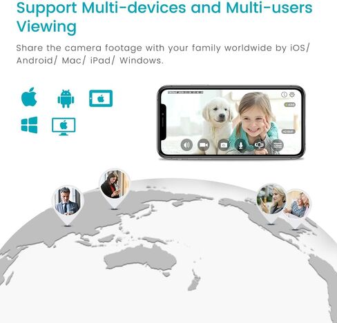 VIMTAG Indoor 2.5K/4MP HD WiFi Camera for Home Security/Pet/Dog/Cat/Baby with Phone App, AI Human/Sound/Motion Detection, Night Vision, 2-Way Audio, Cloud/Max 512GB TF Card Storage, Support Alexa in Kuwait