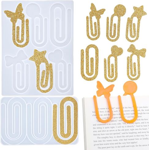 2 Pcs Resin Bookmark Silicone Molds Jumbo Paper Clips Butterfly Star Heart Epoxy Resin Bookmark Molds Craft Casting Mould for UV Epoxy Crafts DIY Book Lovers Gift in Saudi Arabia