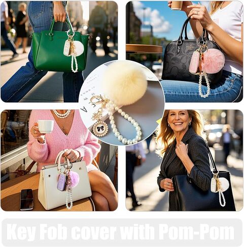 متوافق مع غطاء Honda Key Fob مع سلسلة مفاتيح Pom Pom، ملحقات غطاء مفتاح السيارة لـ 2016-2022 Honda Accord Civic Pilot Ridgeline Passport مفتاح ذكي عن بعد للنساء، وردي-5 أزرار in Kuwait