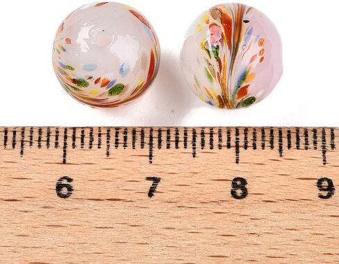 20 قطعة من خرز Lampwork المصنوع يدويًا 12 مم مستدير مع زهرة بلونين خرز زجاجي ملون لقلادة وسوار وسلاسل المفاتيح والحرف اليدوية DIY مستلزمات صناعة المجوهرات ثقب 1.2-1.6 مم (0.04-0.06 بوصة) لون مزيج عشوائي in Saudi Arabia