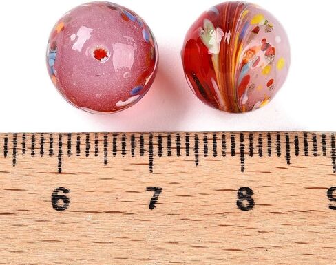 20 قطعة من خرز Lampwork المصنوع يدويًا 12 مم مستدير مع زهرة بلونين خرز زجاجي ملون لقلادة وسوار وسلاسل المفاتيح والحرف اليدوية DIY مستلزمات صناعة المجوهرات ثقب 1.2-1.6 مم (0.04-0.06 بوصة) لون مزيج عشوائي in Saudi Arabia