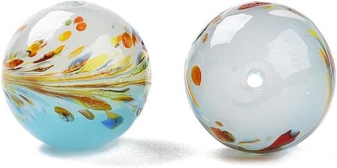 20 قطعة من خرز Lampwork المصنوع يدويًا 12 مم مستدير مع زهرة بلونين خرز زجاجي ملون لقلادة وسوار وسلاسل المفاتيح والحرف اليدوية DIY مستلزمات صناعة المجوهرات ثقب 1.2-1.6 مم (0.04-0.06 بوصة) لون مزيج عشوائي in Saudi Arabia