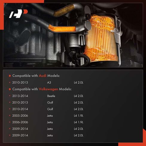 مجموعة غطاء مبيت فلتر الزيت الممتاز متوافقة مع فولكس فاجن جيتا 2005-2006 2009-2014، جولف 2010-2014، بيتل 2013-2014 وأودي A3 2010-2013، 1.9 لتر 2.0 لتر in Saudi Arabia
