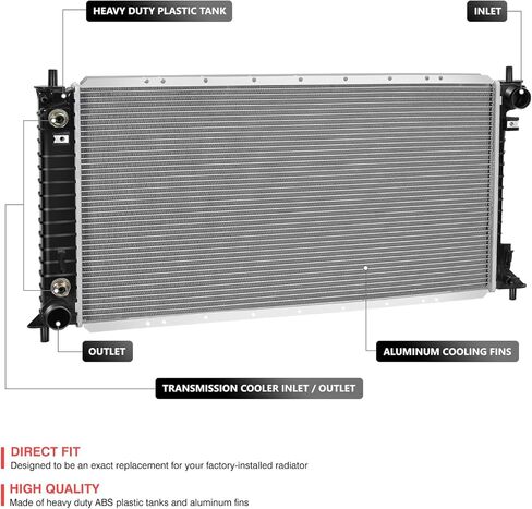 مشعاع تبريد من الألومنيوم بصف واحد من DNA MOTORING OE متوافق مع Ford F150 2004-2008 / Navigator 2006-2008؛ مع محرك 4.6 لتر، 5.4 لتر، مع تبريد عالي التحمل، OEM-RA-2719 in Saudi Arabia