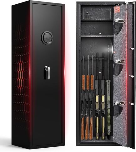 خزانة أسلحة 8-12، آمنة للبنادق والمسدسات، خزائن بندقية إلكترونية للمنزل، خزانة أسلحة طويلة للبندقية، خزانة أسلحة كبيرة مع رف قابل للتعديل، نظام إنذار وكتم صوت مزدوج، وصول سريع in Kuwait