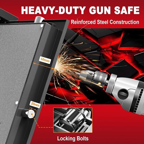 خزانة أسلحة 8-12، آمنة للبنادق والمسدسات، خزائن بندقية إلكترونية للمنزل، خزانة أسلحة طويلة للبندقية، خزانة أسلحة كبيرة مع رف قابل للتعديل، نظام إنذار وكتم صوت مزدوج، وصول سريع in Kuwait