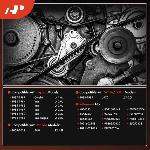 حزام قيادة أفعواني للمحرك A-Premium متوافق مع سيارات Toyota، Mazda، Ford، Geo، GMC، International Harvester، Mercury & White/GMC - Corolla، Van، RX-8، Escort، EXP، Prizm، Brigadier والمزيد in Saudi Arabia