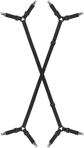 Bed Sheet Holder Straps – Adjustable Sheet Straps Clips Fasteners, 2Pcs/Set, Keep Sheets Stays in Place Black in Saudi Arabia