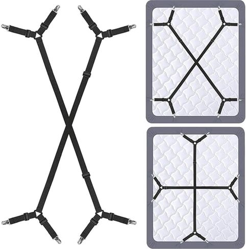 Bed Sheet Holder Straps – Adjustable Sheet Straps Clips Fasteners, 2Pcs/Set, Keep Sheets Stays in Place Black in Saudi Arabia