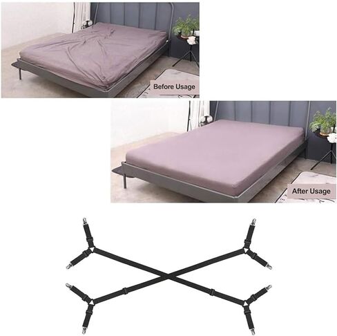 Bed Sheet Holder Straps – Adjustable Sheet Straps Clips Fasteners, 2Pcs/Set, Keep Sheets Stays in Place Black in Saudi Arabia