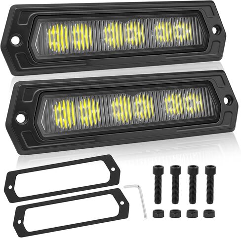 فلوش جبل كري LED القرون الأصفر، متجر ACEC 2PCS 60W 7 بوصة LED فلوش جبل أضواء الضباب بقعة شعاع الطرق الوعرة أضواء القيادة عكس النسخ الاحتياطي العمل الضوء الأصفر القضبان الخفيفة لشاحنة بيك اب سيارات الدفع الرباعي 4x4 UTV ATV in Kuwait