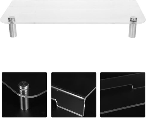 Acrylic Monitor Stand Riser with Metal Legs 40X20X5Cm, Laptop and Computer Heightening Shelf for Office Desk Organization and Desktop Display in Saudi Arabia