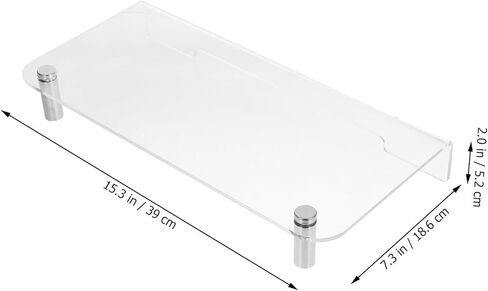 Acrylic Monitor Stand Riser with Metal Legs 40X20X5Cm, Laptop and Computer Heightening Shelf for Office Desk Organization and Desktop Display in Saudi Arabia
