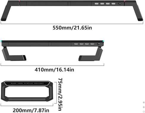 محاور USB شاشات حامل حامل كمبيوتر مع درج تخزين وفتحة هاتف منظمات مكتبية 30 كجم مراقب وزن الدب حامل حامل in Kuwait