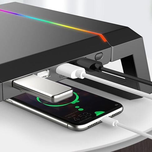 محاور USB شاشات حامل حامل كمبيوتر مع درج تخزين وفتحة هاتف منظمات مكتبية 30 كجم مراقب وزن الدب حامل حامل in Kuwait