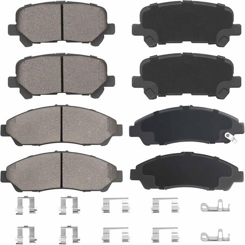 Front Rear Ceramic Disc Brake Pads Set for Acura MDX 2007-2013, for Acura ZDX 2010-2013, for Honda Pilot 2009-2011 8PCS (With Hardware) in Saudi Arabia
