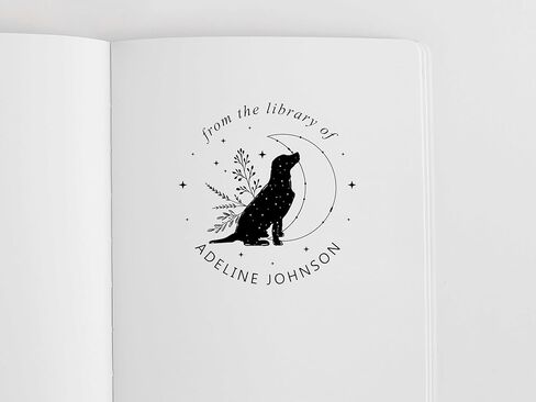 مزخرف كتاب شخصي Dog & Moon، ختم مزخرف كتاب شخصي، ختم Witchcore مخصص، ختم كتاب مخصص، ختم مكتبة شخصي، من مكتبة الطوابع المخصصة، 1.5 × 1.5 بوصة in Saudi Arabia