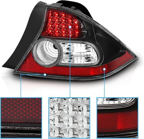 مصابيح خلفية LED ببابين من AmeriLite باللون الأسود لسيارة Honda Civic - جانب الركاب والسائق in Saudi Arabia
