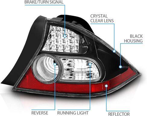 مصابيح خلفية LED ببابين من AmeriLite باللون الأسود لسيارة Honda Civic - جانب الركاب والسائق in Saudi Arabia