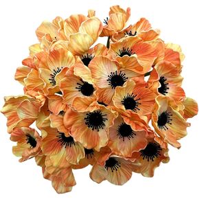 14Pcs Real Touch Anemone Poppy Bouquet for Artificial Flower Decor Kitchen Table Centerpiece Vase Home Greenery Wedding Holding Flowers Backdrop Arch Wall (White) in Kuwait