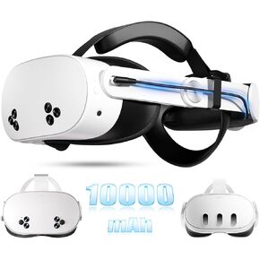 10000mAh Battery Head Strap For Meta Quest 3s/3 With Cool RGB and Magnetic Battery Design,Oculus Quest 3/3s accessories Extra VR Playtime with Premium Comfort & Adjustable, Reduce Facial Stress in Kuwait