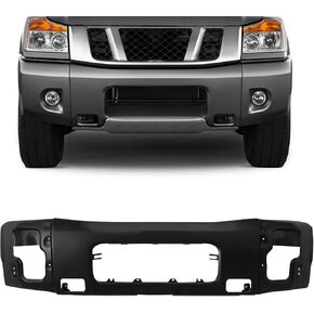 New Split Front Bumper Face Bar Black Steel Replacement for 2004-2007 2008 2009 2010 2011 2012 2013 2014 2015 Titan OE# 62022ZR00A W/o Fog Light Holes & Sensor Holes, 3 Pcs in Saudi Arabia
