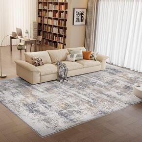 Vamcheer Modern Area Rug 5x7 - Upgraded 10mm Thick Sponge for Exceptional Comfort, Abstract Area Rug for Living Room/Bedroom/Office, Non-Shedding & Easy to Clean, Grey White Oblique Lines in Saudi Arabia