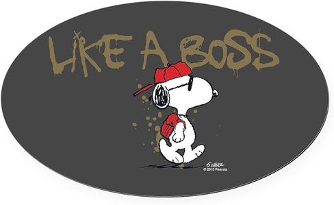 CafePress Peanuts Snoopy Like A Boss مغناطيس السيارة البيضاوي، مغناطيس المصد البيضاوي الأوروبي in Saudi Arabia