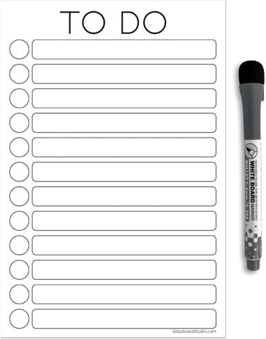 Dry Erase to Do List Vinyl Whiteboard Sticker Decal by Glassboard Studio | Removable & Reusable | Magnetic Fine-Tip Marker Included (9 x 12 inches, White) in Saudi Arabia