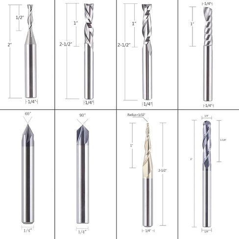SpeTool CNC Router Bits Carving Set for Wood Profile V Groove Engraving Solid Carbide 1/4 Inch Shank in Kuwait