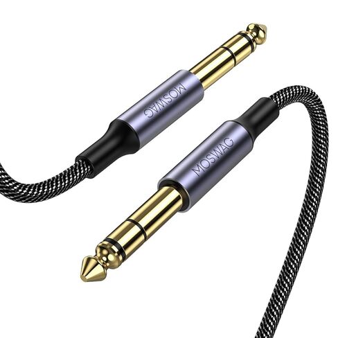 MOSWAG 6.35mm to 6.35mm Stereo Audio Cable 33ft, Straight 1/4" TRS Audio Guitar Male Jack Instrument Lead with Nylon Braided for Electric Guitar, Bass, Amplifier, Mixer, Keyboard, Speaker in Kuwait
