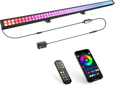 شريط أضواء المسرح LED - 4 عبوات 72 مصباح LED عاكس للضوء RGB المرحلة IP66 مقاوم للماء مع وظيفة المطاردة عن طريق التطبيق والتحكم عن بعد DJ Light Bar للإضاءة الخارجية للمسرح والكنيسة والزفاف in Kuwait