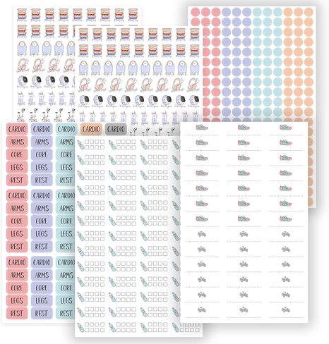 Workout Stickers Set - 576 Removable Waterproof Fitness Planner Stickers for Exercise Tracking, Motivation, and Goal Setting in Saudi Arabia