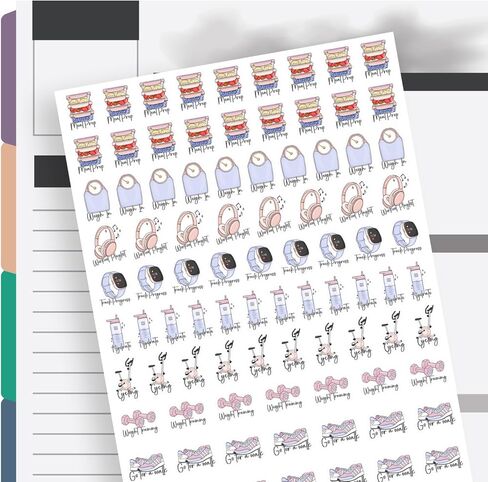 Workout Stickers Set - 576 Removable Waterproof Fitness Planner Stickers for Exercise Tracking, Motivation, and Goal Setting in Saudi Arabia