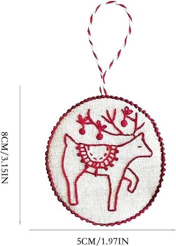 Embroidery Christmas Ornament Kits, with DIY Material Package, DIY Needlepoint Starter Set with Easy Instructions for Adults Beginners-12PCS in Saudi Arabia