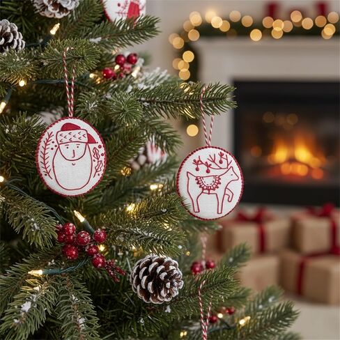 Embroidery Christmas Ornament Kits, with DIY Material Package, DIY Needlepoint Starter Set with Easy Instructions for Adults Beginners-12PCS in Saudi Arabia
