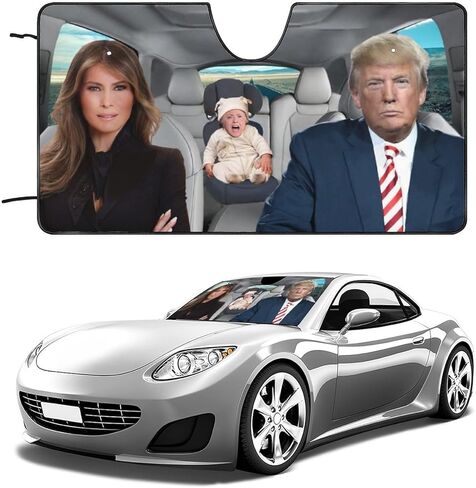 Trump Family Car Sun Shade, Black, 55x30in, Universal Fit, Car Compatible in Saudi Arabia