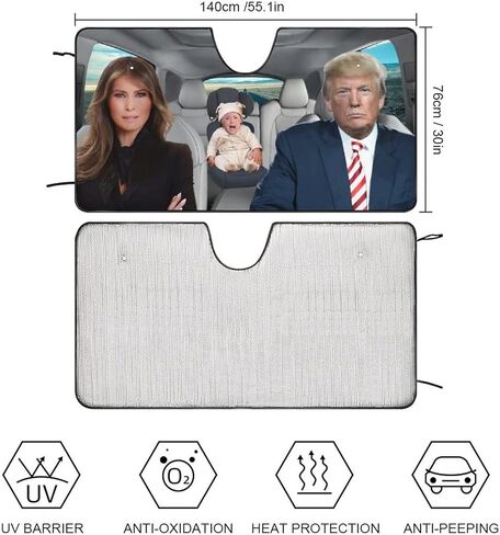 Trump Family Car Sun Shade, Black, 55x30in, Universal Fit, Car Compatible in Saudi Arabia